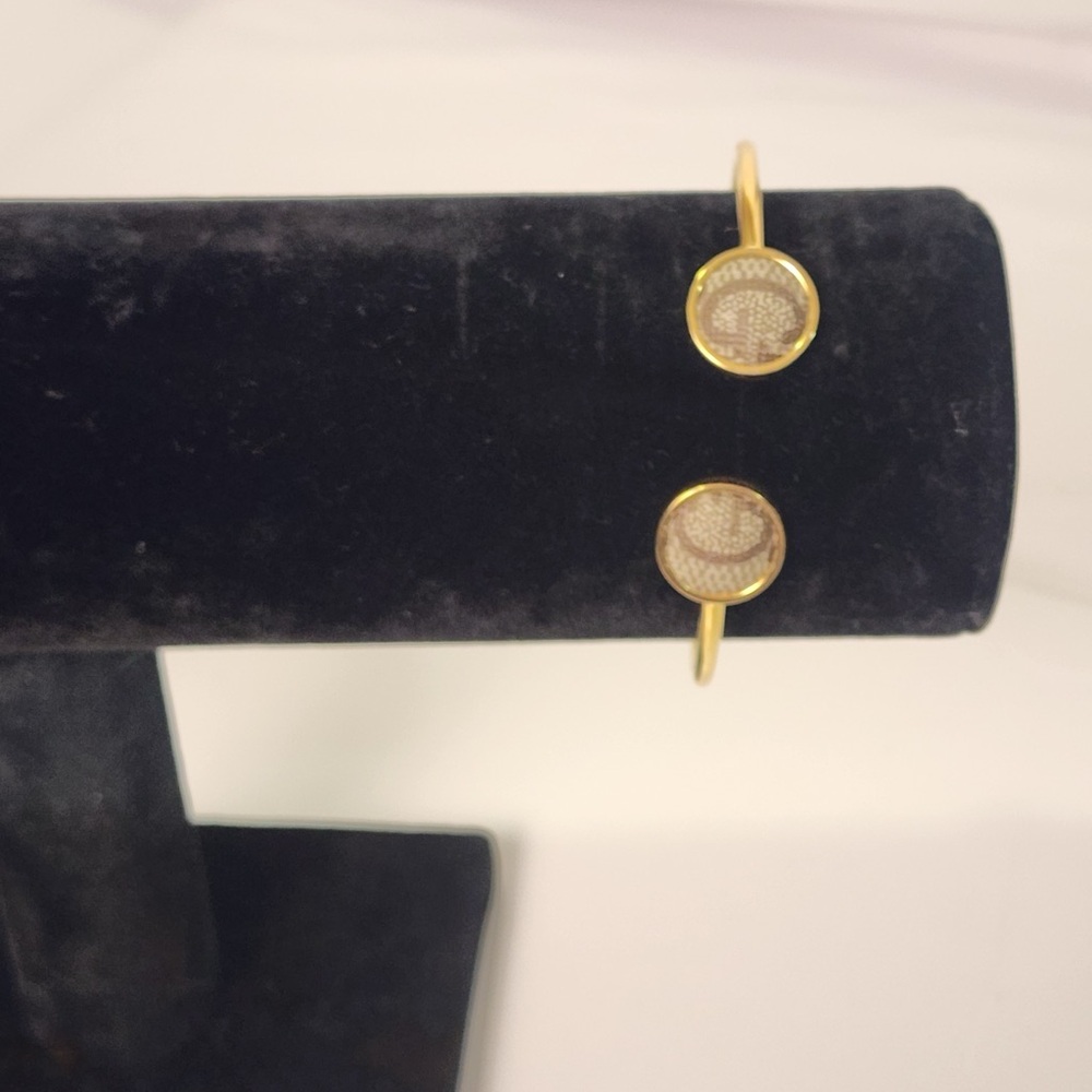 Gucci Brown Monogram Canvas Gold Wrap Cuff Bracelet - Picture 2 of 7